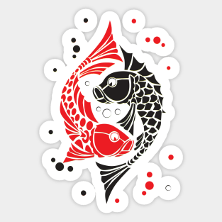 Red and black koi fish. Symbol of good luck Sticker